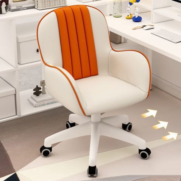 Contemporary Coastal Square PU Leather Nylon Desk Chair Backrest Armrest For Home Office - Image 14