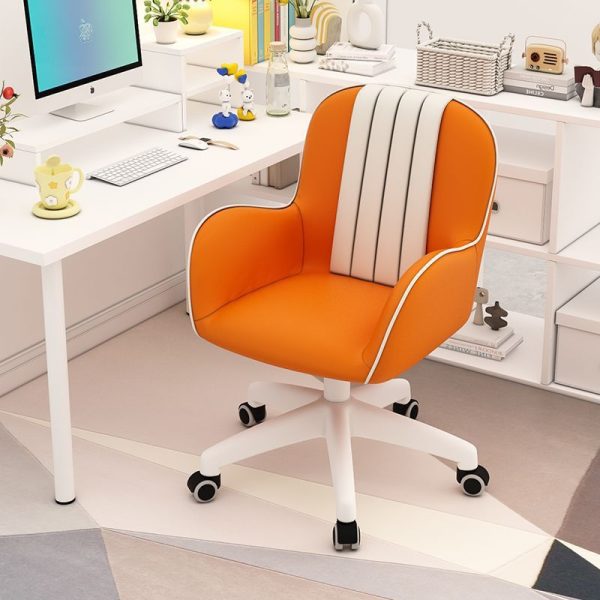 Contemporary Coastal Square PU Leather Nylon Desk Chair Backrest Armrest For Home Office - Image 18