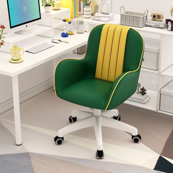 Contemporary Coastal Square PU Leather Nylon Desk Chair Backrest Armrest For Home Office - Image 15
