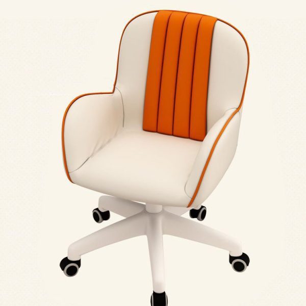 Contemporary Coastal Square PU Leather Nylon Desk Chair Backrest Armrest For Home Office - Image 9