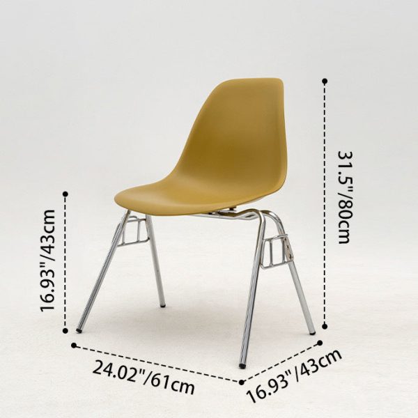 Modern Mid-Century Trapezoid Backrest Plastic Dining Chair With Iron Frame For Dining Room - Image 4