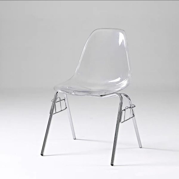 Modern Mid-Century Trapezoid Backrest Plastic Dining Chair With Iron Frame For Dining Room - Image 27