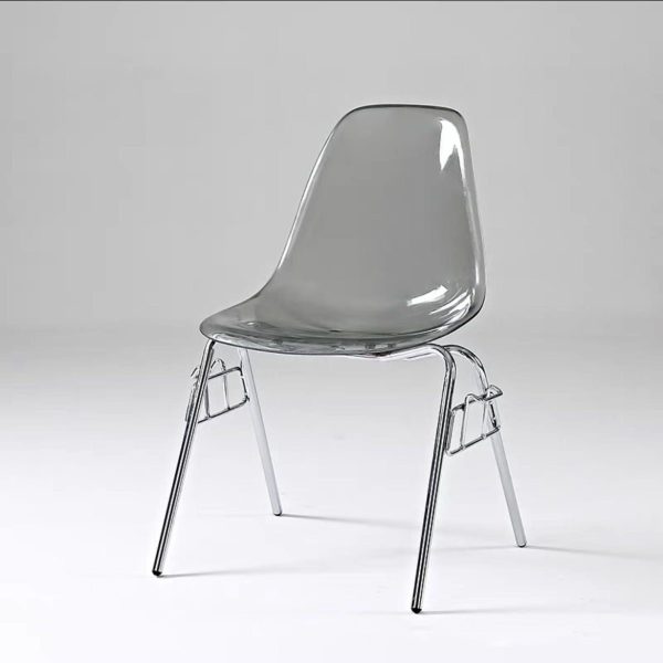 Modern Mid-Century Trapezoid Backrest Plastic Dining Chair With Iron Frame For Dining Room - Image 29