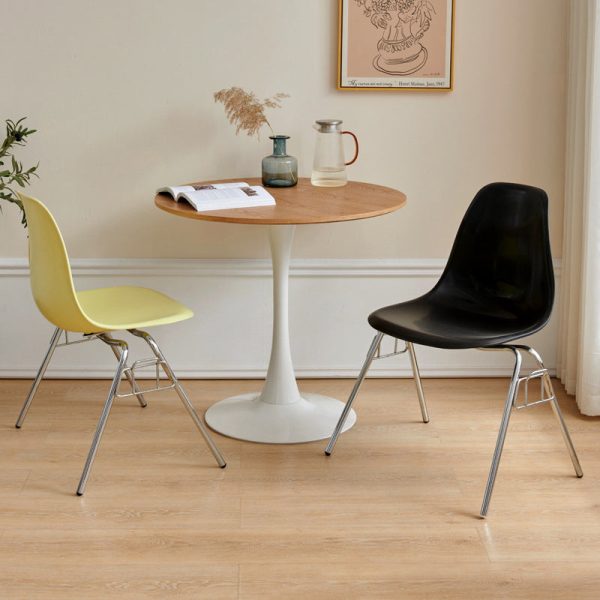 Modern Mid-Century Trapezoid Backrest Plastic Dining Chair With Iron Frame For Dining Room - Image 16