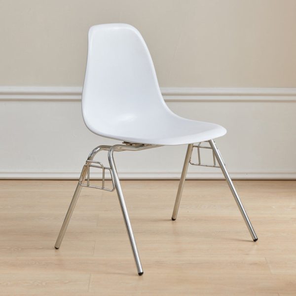 Modern Mid-Century Trapezoid Backrest Plastic Dining Chair With Iron Frame For Dining Room - Image 23