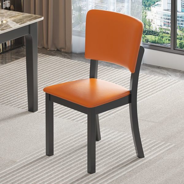 Modern Minimalist Rectangular Rubberwood Leather Sponge Dining Chair Backrest Armless for Dining Room - Image 9