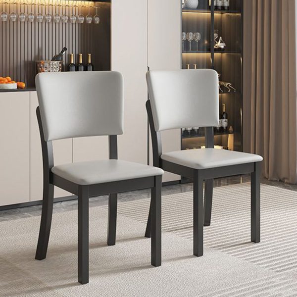 Modern Minimalist Rectangular Rubberwood Leather Sponge Dining Chair Backrest Armless for Dining Room - Image 3