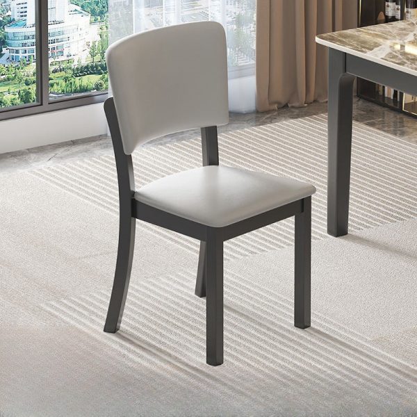 Modern Minimalist Rectangular Rubberwood Leather Sponge Dining Chair Backrest Armless for Dining Room - Image 4