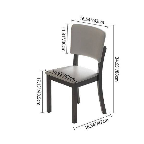Modern Minimalist Rectangular Rubberwood Leather Sponge Dining Chair Backrest Armless for Dining Room - Image 6