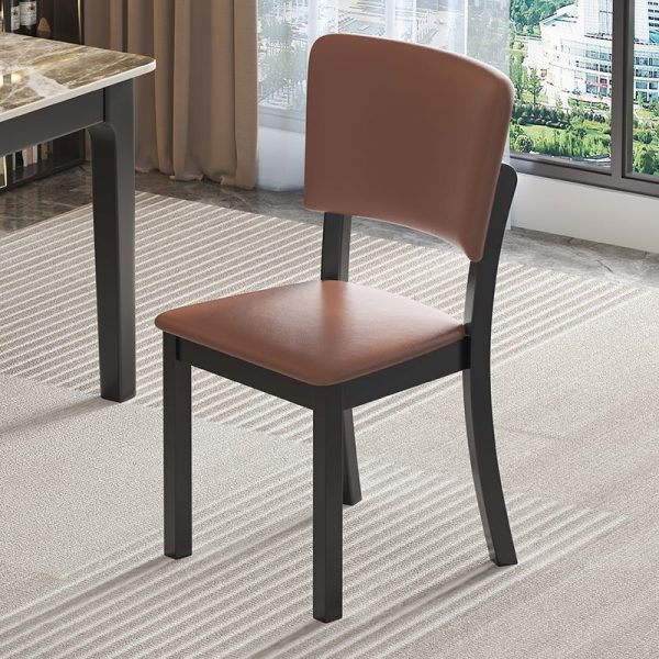 Modern Minimalist Rectangular Rubberwood Leather Sponge Dining Chair Backrest Armless for Dining Room - Image 10
