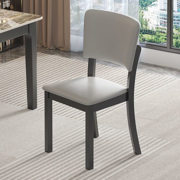 Modern Minimalist Rectangular Rubberwood Leather Sponge Dining Chair Backrest Armless for Dining Room - Image 12