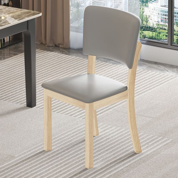 Modern Minimalist Rectangular Rubberwood Leather Sponge Dining Chair Backrest Armless for Dining Room - Image 11
