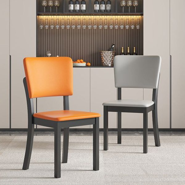 Modern Minimalist Rectangular Rubberwood Leather Sponge Dining Chair Backrest Armless for Dining Room - Image 5