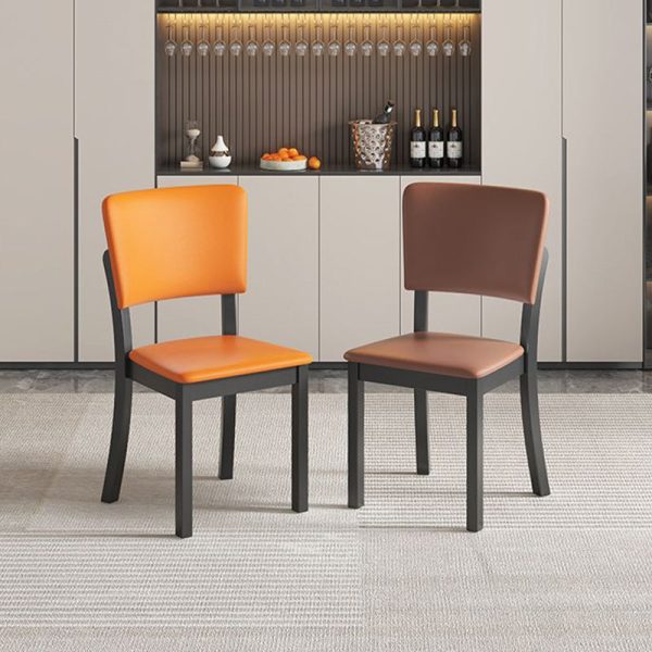 Modern Minimalist Rectangular Rubberwood Leather Sponge Dining Chair Backrest Armless for Dining Room - Image 13