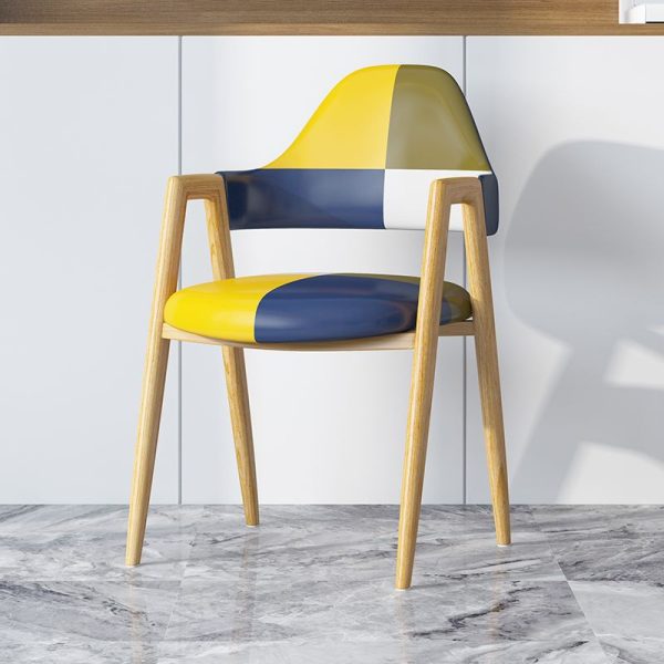 Modern Minimalist A-shape Iron Leather Fabric Sponge Dining Chair Backrest Armrest for Dining Room - Image 24