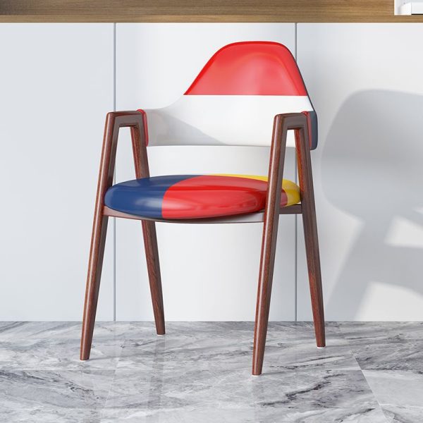 Modern Minimalist A-shape Iron Leather Fabric Sponge Dining Chair Backrest Armrest for Dining Room - Image 25