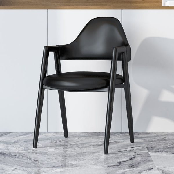 Modern Minimalist A-shape Iron Leather Fabric Sponge Dining Chair Backrest Armrest for Dining Room - Image 16