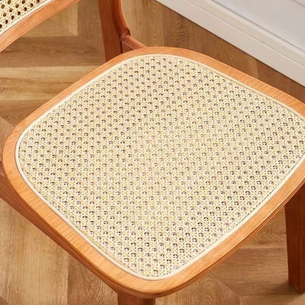 Modern Minimalist Rectangular Wood Rattan Weaving Dining Chair Backrest Armless For Dining Room - Image 8