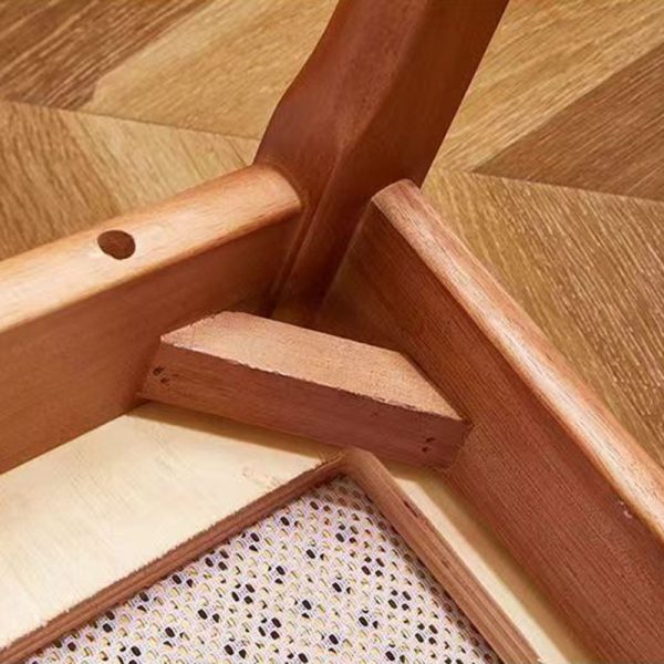 Modern Minimalist Rectangular Wood Rattan Weaving Dining Chair Backrest Armless For Dining Room - Image 6