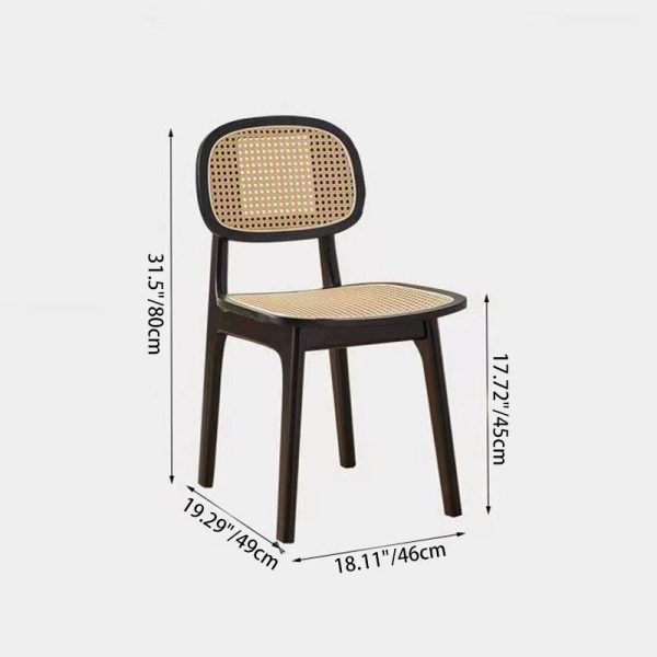 Modern Minimalist Rectangular Wood Rattan Weaving Dining Chair Backrest Armless For Dining Room - Image 5