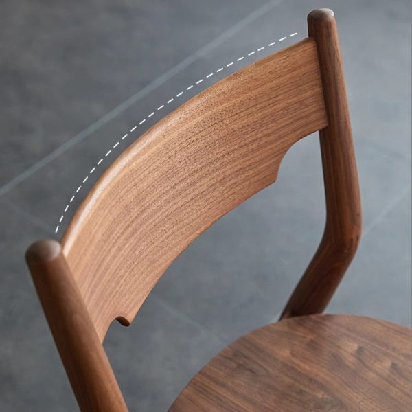 Modern Minimalist Square Bent Upholstered Cushion Walnut Wood Dining Chair Backrest Armless For Dining Room - Image 5