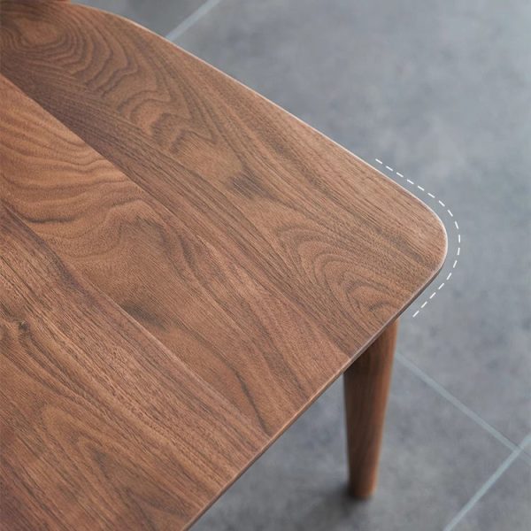 Modern Minimalist Square Bent Upholstered Cushion Walnut Wood Dining Chair Backrest Armless For Dining Room - Image 7