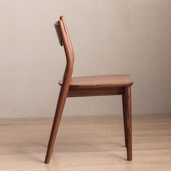 Modern Minimalist Square Bent Upholstered Cushion Walnut Wood Dining Chair Backrest Armless For Dining Room - Image 17