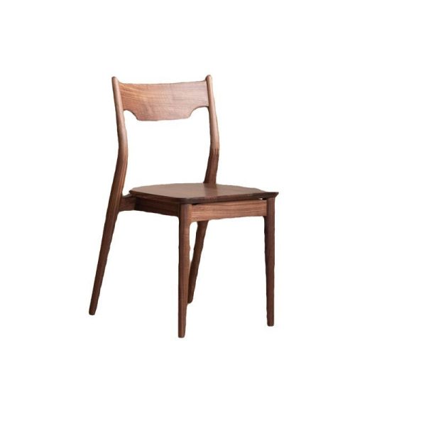 Modern Minimalist Square Bent Upholstered Cushion Walnut Wood Dining Chair Backrest Armless For Dining Room - Image 18