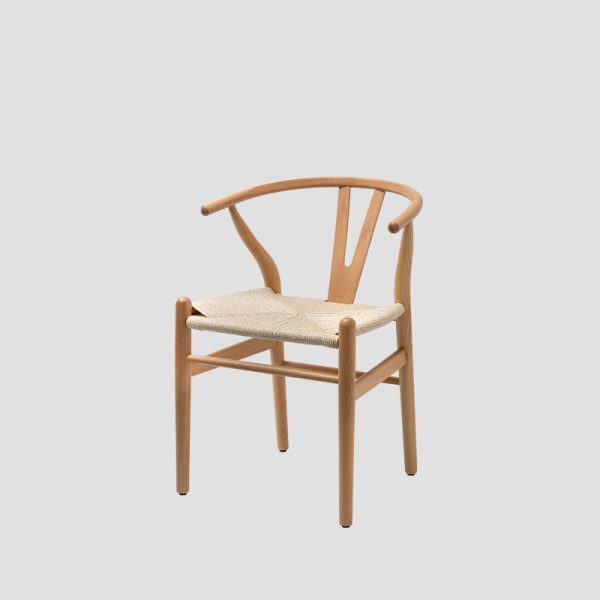 Contemporary Scandinavian Curved Square Y Shape Braided Solid Wood Dining Chair Backrest Arm For Dining Room - Image 17