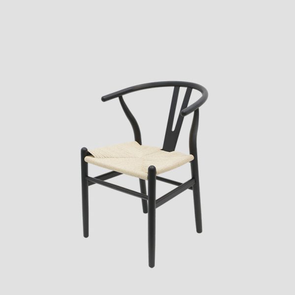 Contemporary Scandinavian Curved Square Y Shape Braided Solid Wood Dining Chair Backrest Arm For Dining Room - Image 18