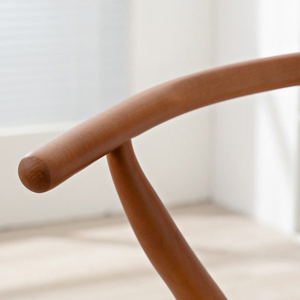 Contemporary Scandinavian Curved Square Y Shape Braided Solid Wood Dining Chair Backrest Arm For Dining Room - Image 5