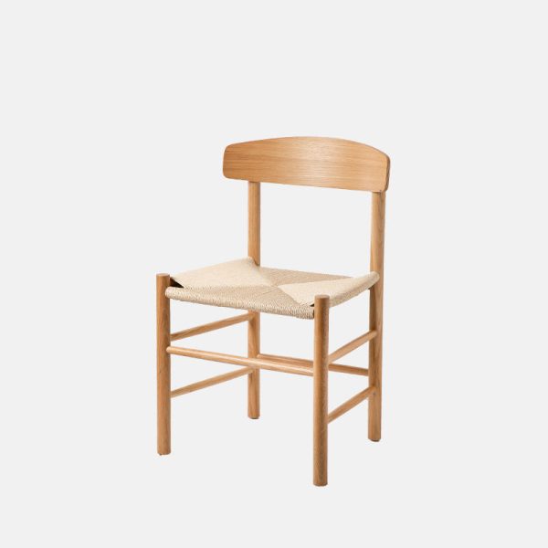 Traditional Japanese Bent Square Braided Solid Wood Dining Chair Backrest Armless For Dining Room - Image 16