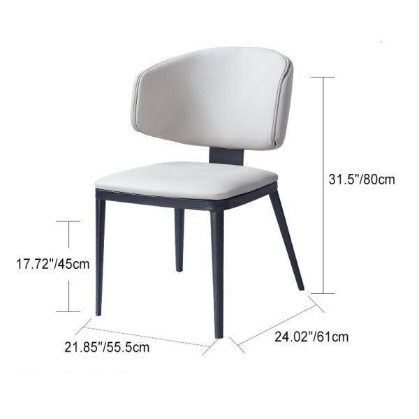 Modern Luxury Curved Square Leather Carbon Steel Dining Chair Backrest Armless For Dining Room - Image 4