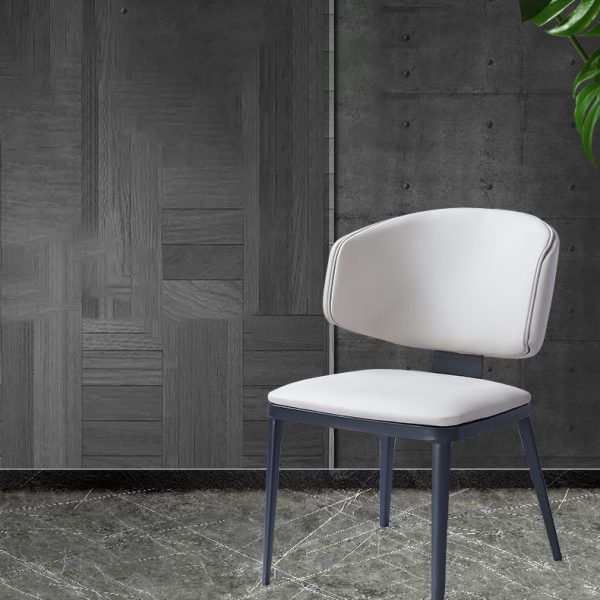 Modern Luxury Curved Square Leather Carbon Steel Dining Chair Backrest Armless For Dining Room - Image 5