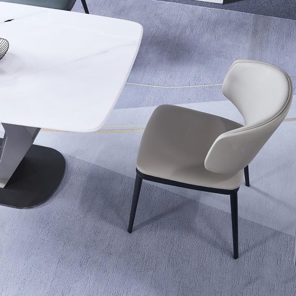 Modern Luxury Curved Square Leather Carbon Steel Dining Chair Backrest Armless For Dining Room - Image 7