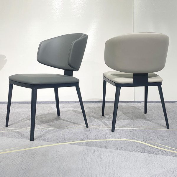 Modern Luxury Curved Square Leather Carbon Steel Dining Chair Backrest Armless For Dining Room - Image 6