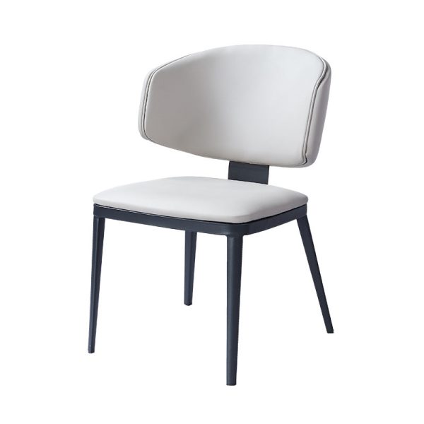 Modern Luxury Curved Square Leather Carbon Steel Dining Chair Backrest Armless For Dining Room - Image 12