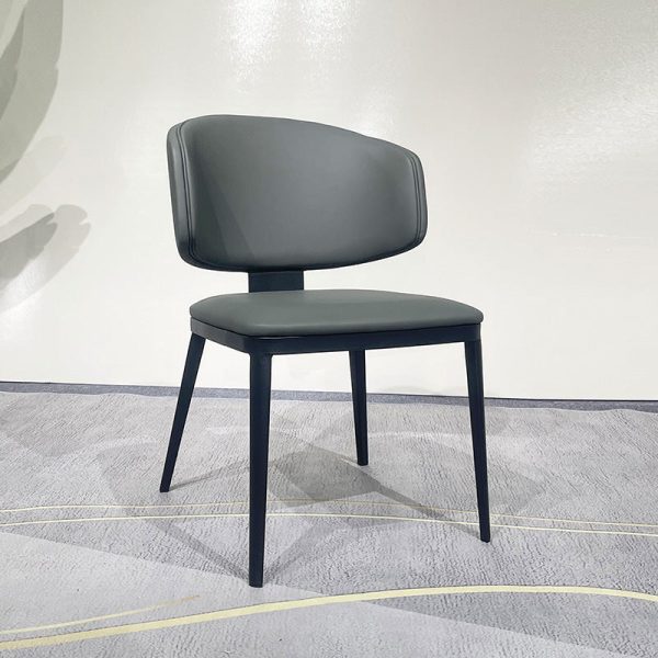 Modern Luxury Curved Square Leather Carbon Steel Dining Chair Backrest Armless For Dining Room - Image 9