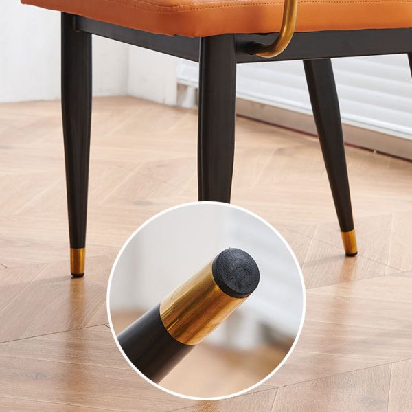 Modern Luxury Square Cutout Leather Bamboo Rattan Metal Dining Chair Backrest For Dining Room - Image 9