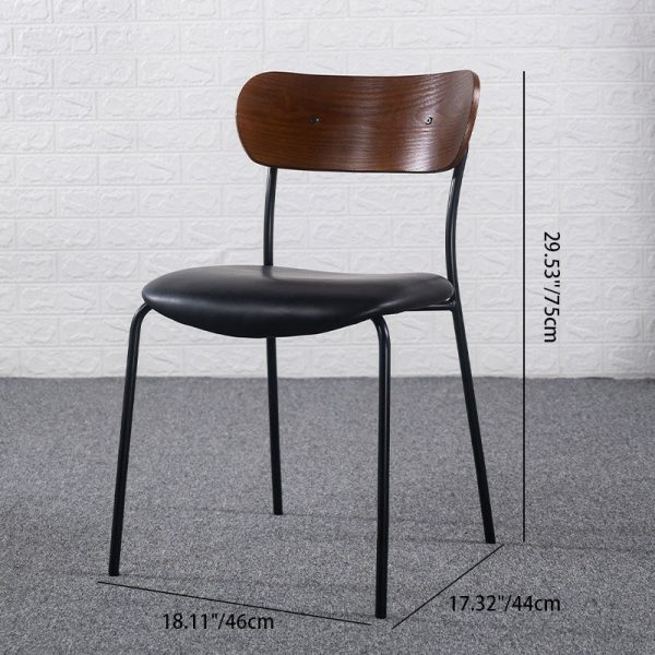 Contemporary Industrial Curved Square Leather Iron Dining Chair Backrest Armless For Dining Room - Image 4