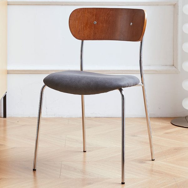 Contemporary Industrial Curved Square Leather Iron Dining Chair Backrest Armless For Dining Room - Image 11