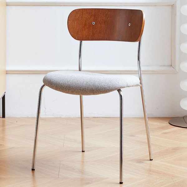 Contemporary Industrial Curved Square Leather Iron Dining Chair Backrest Armless For Dining Room - Image 13