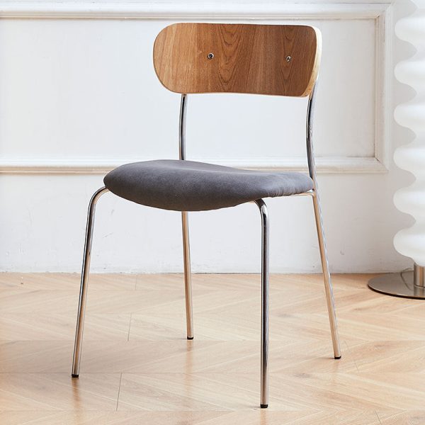 Contemporary Industrial Curved Square Leather Iron Dining Chair Backrest Armless For Dining Room - Image 14