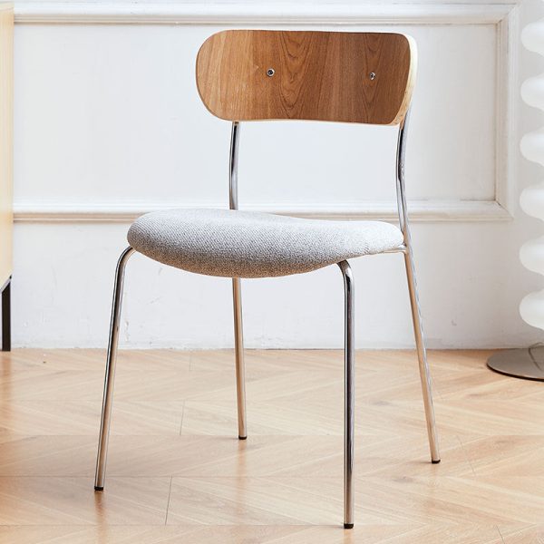 Contemporary Industrial Curved Square Leather Iron Dining Chair Backrest Armless For Dining Room - Image 12