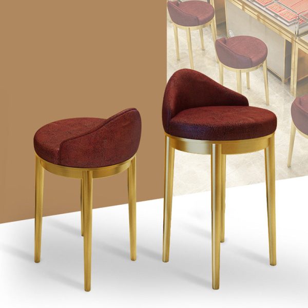 Modern Minimalist Triangle Round Western Leather Stainless Steel Backrest Bar Stool For Dining Room - Image 12