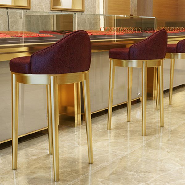 Modern Minimalist Triangle Round Western Leather Stainless Steel Backrest Bar Stool For Dining Room - Image 2