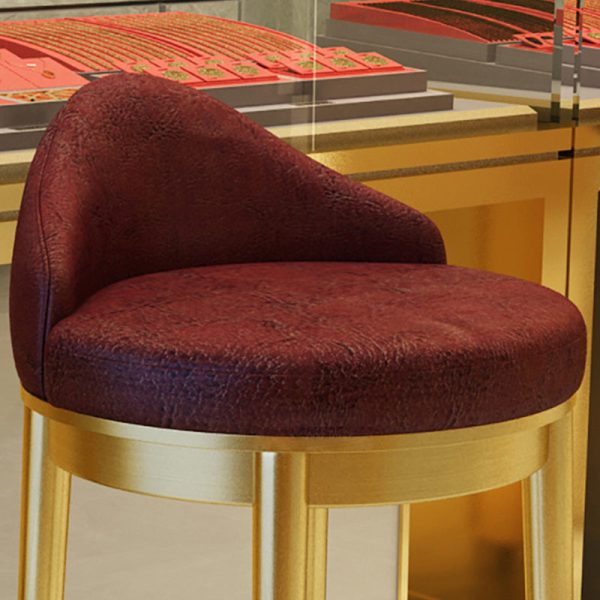 Modern Minimalist Triangle Round Western Leather Stainless Steel Backrest Bar Stool For Dining Room - Image 5