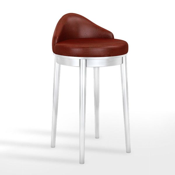 Modern Minimalist Triangle Round Western Leather Stainless Steel Backrest Bar Stool For Dining Room - Image 14