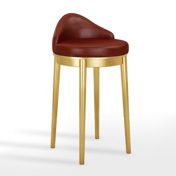 Modern Minimalist Triangle Round Western Leather Stainless Steel Backrest Bar Stool For Dining Room - Image 16