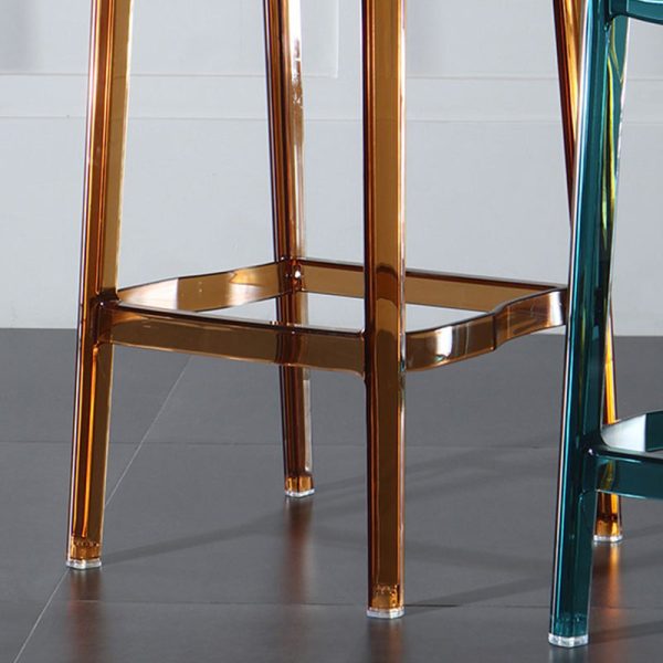 Contemporary Scandinavian Square Curved Acrylic Backrest Bar Stool For Dining Room - Image 6